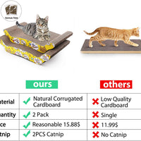 Rascador de gato de cartón con gato, reciclaje corrugado rascador almohadilla reversible de repuesto rascador almohadilla salón sofá cama (2 unidades) - BESTMASCOTA.COM