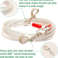 DCSUIT Dog Tie Out Cable Stake - 30 FT Rope Escape Proof Reflective Leash Heavy Duty Antirust Safety Swivel Clasp Easy Control for SML Dogs Play/Training in The Yard/Camping/Garden,Traveling Outdoor - BESTMASCOTA.COM