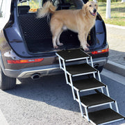 Snagle Paw Escalera portátil para perro, marco de aluminio de acordeón, rampa plegable para mascotas para uso en interiores y exteriores, escalera para mascotas liviana y grande para coches, camiones, SUV y cama alta - BESTMASCOTA.COM