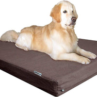 Dogbed4less Cama para perro de espuma viscoelástica prémium, ortopédica, forro impermeable, funda de tela vaquera duradera lavable y funda exterior de segunda calidad, 7 tamaños, color marrón - BESTMASCOTA.COM