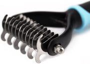Pet Grooming Tool - 2 Sided Undercoat Rake for Cats & Dogs - Safe Dematting Comb for Easy Mats & Tangles Removing - No More Nasty Shedding and Flying Hair - BESTMASCOTA.COM