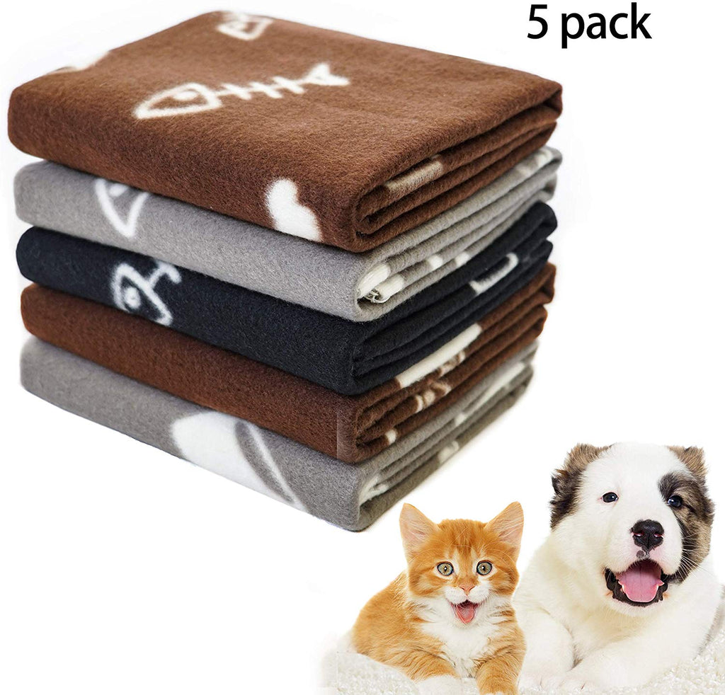 Manta para perro, suave y cálida, con estampado de huellas, para perros pequeños, medianos, grandes, gatos, cachorros, gatitos, otros animales, color negro, gris - BESTMASCOTA.COM