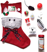 Calcetín de Navidad para gatos con juguetes, con dulces naturales holísticos, 1 calcetín, 7 juguetes divertidos, 1 tarro de golosinas para gatos, perfecto para gatos con hierba de gato. - BESTMASCOTA.COM