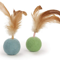 SmartyKat Felty - Juego de 2 pelotas de fieltro de lana y plumas para gatos - BESTMASCOTA.COM