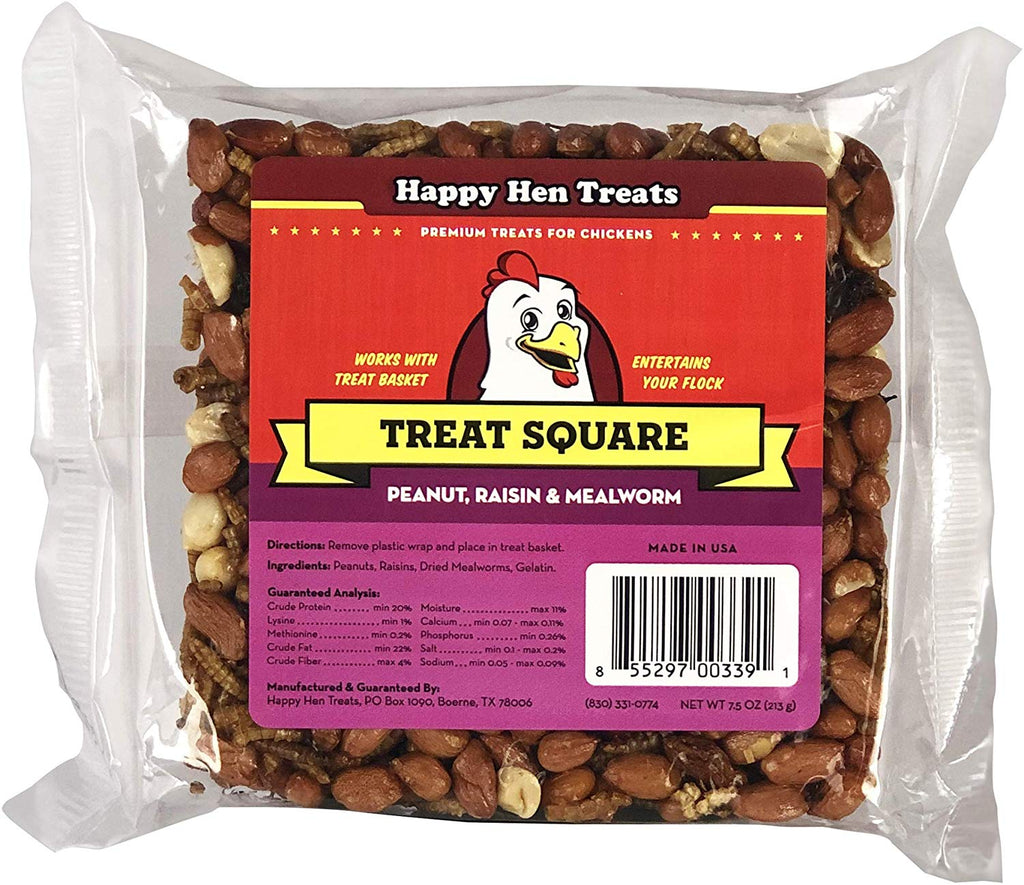 Happy Hen Treats 7,5 oz. square-mealworm y Cacahuate, 4.25" by 4.25" by 1.25" - BESTMASCOTA.COM