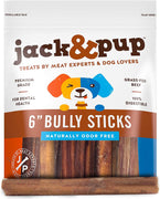 Jack & Pup 6 pulgadas Premium Grado libre de olor grueso Bully Sticks Dog Treats – 6 pulgadas de largo todo natural Gourmet Dog Treat Chews – Fresh and Savory Beef Flavor – larga duración Treat - BESTMASCOTA.COM