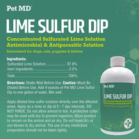 Pet MD Lime Sulfur Dip for Dogs, Cats, Horses - Mange Treatment, Ringworm, Skin Mites, Lice, Fungal and Bacterial Infections - 16 oz Shampoo - BESTMASCOTA.COM