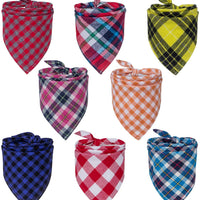 Paquete de 8 bandanas para perro y bufanda para perro, pañuelo triangular para mascotas, lavable, reversible, estampado a cuadros, pañuelo para mascotas y perros - BESTMASCOTA.COM