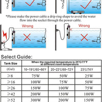 HITOP 50W 100W 300W calentador de acuario ajustable, calentador de tanque de peces sumergible termostato con termómetro - BESTMASCOTA.COM