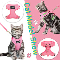 DCSUIT Cat Harness Leash Set - Escape Proof Safety Pink Cute Small Dog Soft Mesh Breathable Full Body Vest Harness,Adjustable Comfort Fit for Puppy/Kittens/Rabbits/Small Animals Easy Walking Outside - BESTMASCOTA.COM