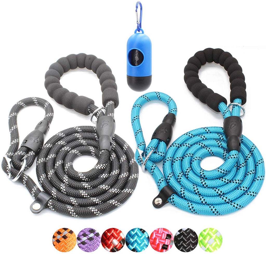 BAAPET Correa antideslizante para perro de 6 pies, antiasfixia con cubierta de cuerda duradera mejorada y asa acolchada cómoda para perros grandes, medianos y pequeños entrenamientos con bolsas de caca y dispensador - BESTMASCOTA.COM