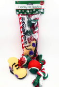 Calcetín de Navidad para perros Pack de juguete para periódico Squeaky, juguete para botas Squeaky, una pelota de tenis roja, verde y blanca y una cuerda de algodón roja, blanca y verde. - BESTMASCOTA.COM