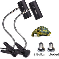 CalPalmy - Juego de 2 lámparas de 25 W para reptiles UVA UVB, soporte y zócalos ajustables ampliados para mascotas Brooder Coop Pollo, Lagarto Tortuga, Serpiente de Acuario Hábitat y bombillas de luz - BESTMASCOTA.COM