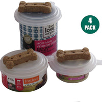 Tapas de latas de alimentos para mascotas, paquete de 4, color transparente, para comida de perros y gatos, tapa de tamaño único que se adapta a la mayoría de tamaños - BESTMASCOTA.COM