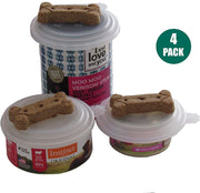 Tapas de latas de alimentos para mascotas, paquete de 4, color transparente, para comida de perros y gatos, tapa de tamaño único que se adapta a la mayoría de tamaños - BESTMASCOTA.COM