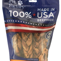 Pet Factory 78128 Beefhide | Masticables para perros, 99% digestivo, piel cruda para mantener a los perros ocupados mientras disfrutan, 100% natural, trenzas con sabor a maní - BESTMASCOTA.COM