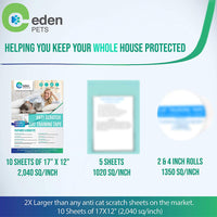 EdenPets - Cinta de entrenamiento antiarañazos de doble cara para gatos (precortada) para cualquier mueble y necesidad, protege tu casa total y fácilmente. 10 hojas XL de 17.0 x 12.0 in sin residuos. - BESTMASCOTA.COM