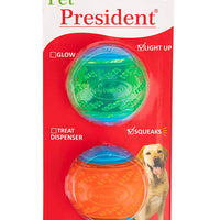 Pet President TPR LED Light Up and Squeaky 2.5 in Pet Ball Pet Supplies (2 unidades) - BESTMASCOTA.COM