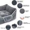 Cama para perro, lavable a máquina, lujosa cama rectangular con suave cojín desmontable para mascotas pequeñas y medianas - BESTMASCOTA.COM