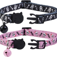 BoomBone - Collar para gato, diseño de calavera, con campana, paquete de 2 collares seguros para cachorros de Halloween - BESTMASCOTA.COM