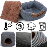 Smiling Paws mascotas único 2 en 1 cama para gato/gato condo y casa para gato de algodón orgánico grueso, forro de felpa y bolsillo lateral para pequeños juguetes (5.1 x 5.1 x 5.1 in) - BESTMASCOTA.COM
