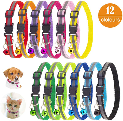 Tondwin - Collar para gato (nailon suave, reflectante, con campana, ajustable, para cachorros de perros pequeños - BESTMASCOTA.COM