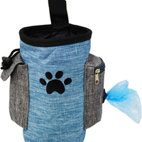 Bolsa de regalo para perros, bolsa de regalo para perros pequeños a grandes, fácil de transportar juguetes para mascotas, kibble, golosinas, dispensador integrado de bolsas de caca – azul - BESTMASCOTA.COM