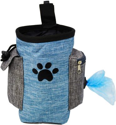 Bolsa de regalo para perros, bolsa de regalo para perros pequeños a grandes, fácil de transportar juguetes para mascotas, kibble, golosinas, dispensador integrado de bolsas de caca – azul - BESTMASCOTA.COM