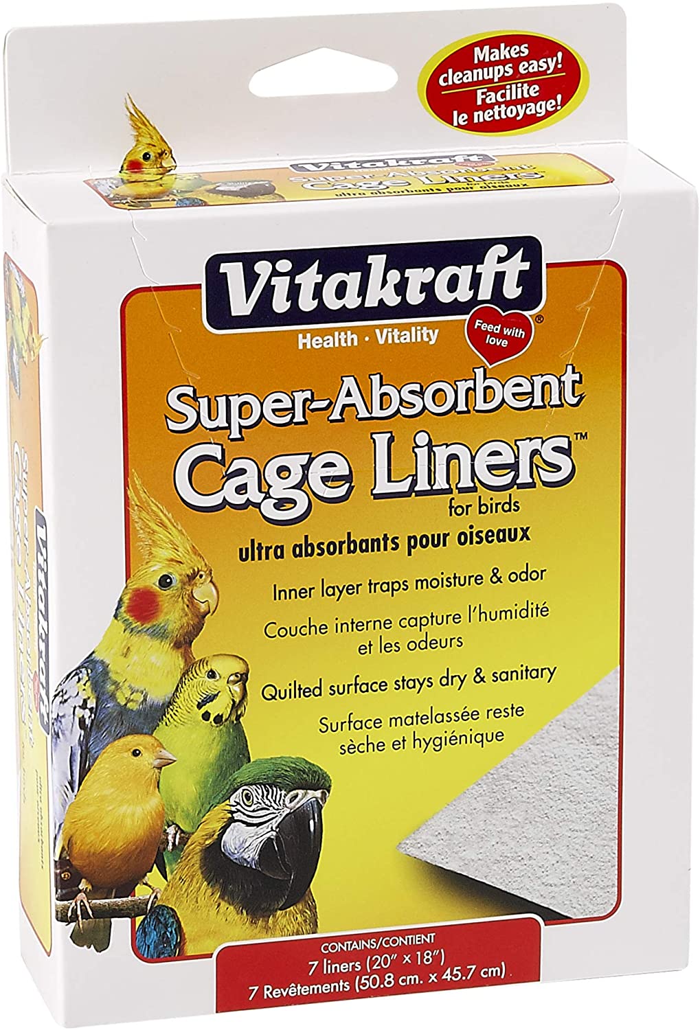 Vitakraft 512071 - Bolsas de jaula superabsorbentes para pájaros, 20.0 x 18.0 in - BESTMASCOTA.COM