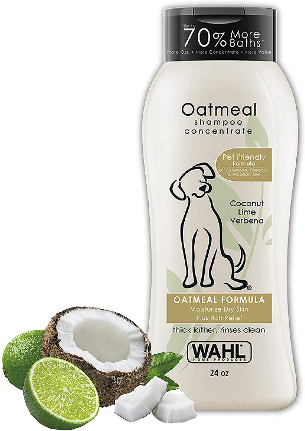 Wahl Champú para perros para alivio de picazón y piel seca, fórmula de avena con verbena de coco y ingredientes 100% naturales, 24 onzas - BESTMASCOTA.COM