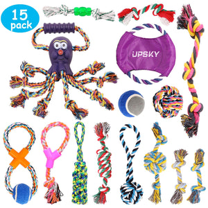 UPSKY Dog Rope Toys Puppy Grinding Teeth 15 Nearly Indestructible Dog Toys Dental Cleaning Product Prevents Boredom and Relieves Stress - BESTMASCOTA.COM