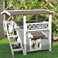 Petsfit Outdoor Cat House with Escape Door and Stairs - BESTMASCOTA.COM