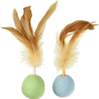 SmartyKat Felty - Juego de 2 pelotas de fieltro de lana y plumas para gatos - BESTMASCOTA.COM