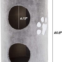 petmaker Cat Condo 2 Story con Scratching superficie de doble agujero, 14" x 20.5," Gray - BESTMASCOTA.COM
