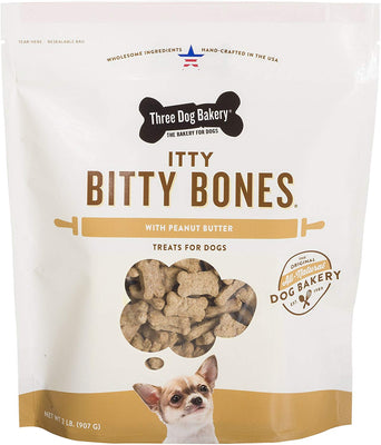 Three Dog Bakery Itty Bitty Bones golosinas para perro horneado, 32 oz - BESTMASCOTA.COM