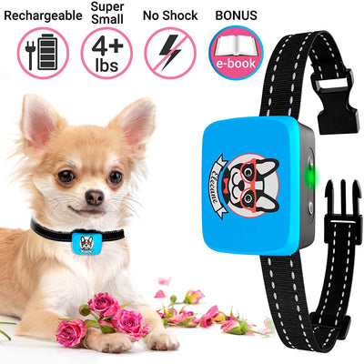 Collar pequeño para perro recargable, antiladridos para perros pequeños – el más pequeño más humano para dejar de ladrar – el collar de entrenamiento de perro sin corteza de choque impermeable – Dispositivo seguro de control de corteza para mascotas - BESTMASCOTA.COM