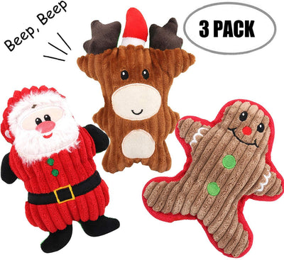 Legendog - Juguete de peluche para perro, juguete de Navidad para chirridos, paquete de 3 juguetes de Papá Noel, reno, muñeco de nieve, juguetes para mascotas pequeñas y medianas - BESTMASCOTA.COM