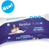 Toallitas para mascotas Furbliss para perros y gatos, limpieza de aseo y desodorante, toallitas gruesas hipoalergénicas con desodorante Deoplex natural 100 unidades - BESTMASCOTA.COM