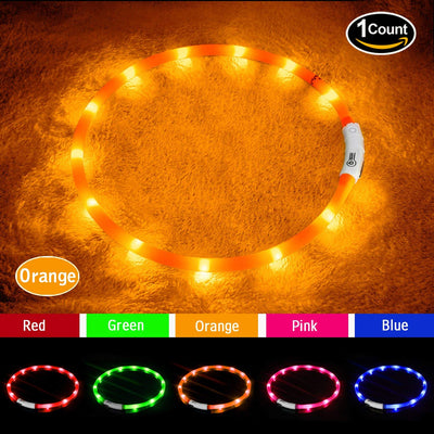 Collar LED para perro, recargable por USB, collar brillante para perro, cuello iluminado, mejora la seguridad y visibilidad de la mascota en la noche, 3 modos intermitentes, resistente al agua, collar iluminado para perros pequeños y medianos grandes - BESTMASCOTA.COM