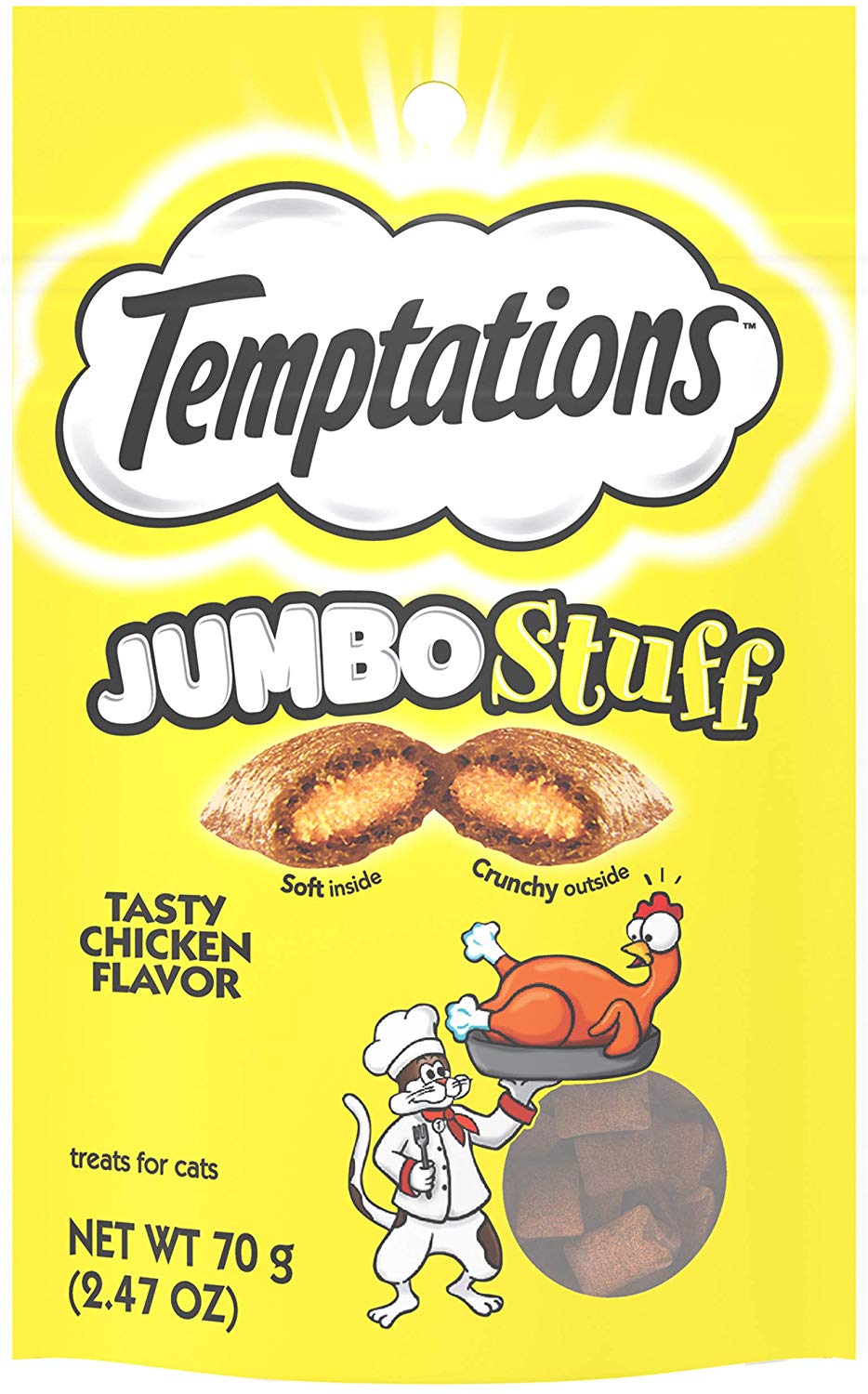 TEMPTATIONS Jumbo Stuff Crunchy and Soft Cat Treats, 2.5 oz. (12 Pack) - BESTMASCOTA.COM