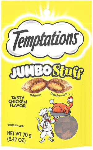 TEMPTATIONS Jumbo Stuff Crunchy and Soft Cat Treats, 2.5 oz. (12 Pack) - BESTMASCOTA.COM