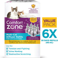 Comfort Zone MultiCat Calming Diffuser Refill Only, New 2X Pheromones for Cats Formula 6 Pack - BESTMASCOTA.COM