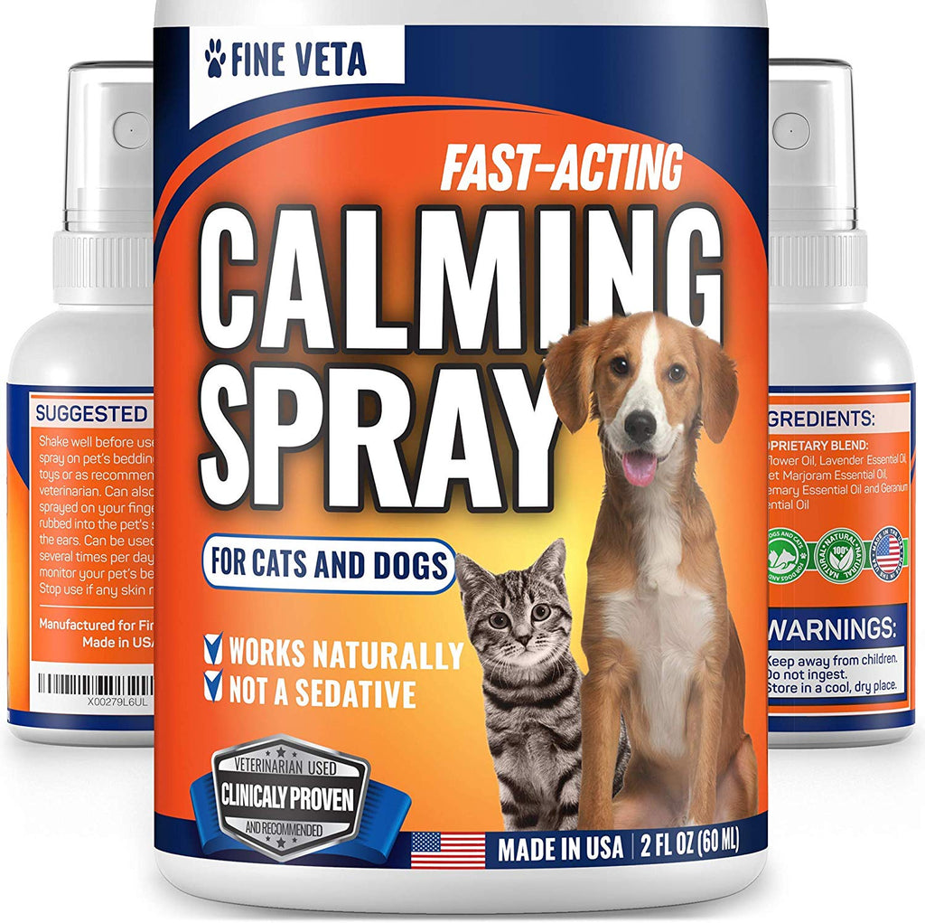 Alivio de la ansiedad del perro – Aceite natural relajante Spray para perros y gatos – Fabricado en Estados Unidos – Alivia el estrés, la ansiedad, ladridos – Funciona para visitas de veterinarios, viajes, tormentas y fuegos artificiales – Efecto de larga - BESTMASCOTA.COM