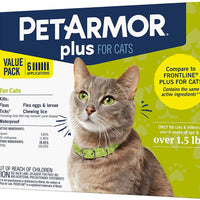 PETARMOR Plus Flea & Tick Prevention for Cats with Fipronil, Waterproof, Long-Lasting & Fast-Acting Topical Cat Flea Treatment - BESTMASCOTA.COM