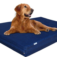 Dogbed4less Premium Memory Foam Dog Bed, Pressure-Relief Orthopedic | Waterproof Case, Washable Durable Denim Cover and Bonus 2nd External Cover, 7 Sizes, Blue - BESTMASCOTA.COM