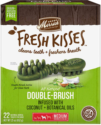 Merrick Fresh Kisses Double-Brush Coconut+Botanical Oils Grain Free Dental Dog Treats - BESTMASCOTA.COM