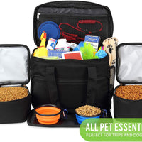 Kundu Bolsa de viaje para perros y gatos – Incluye 2 transportadores de alimentos, 2 cuencos y alfombrilla – aprobado por aerolíneas – negro - BESTMASCOTA.COM