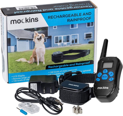 Mockins - Collar para perros con vibración de pitido y control remoto electrónico 100% resistente a la lluvia – Collar de distancia de 990 pies para perros ... - BESTMASCOTA.COM