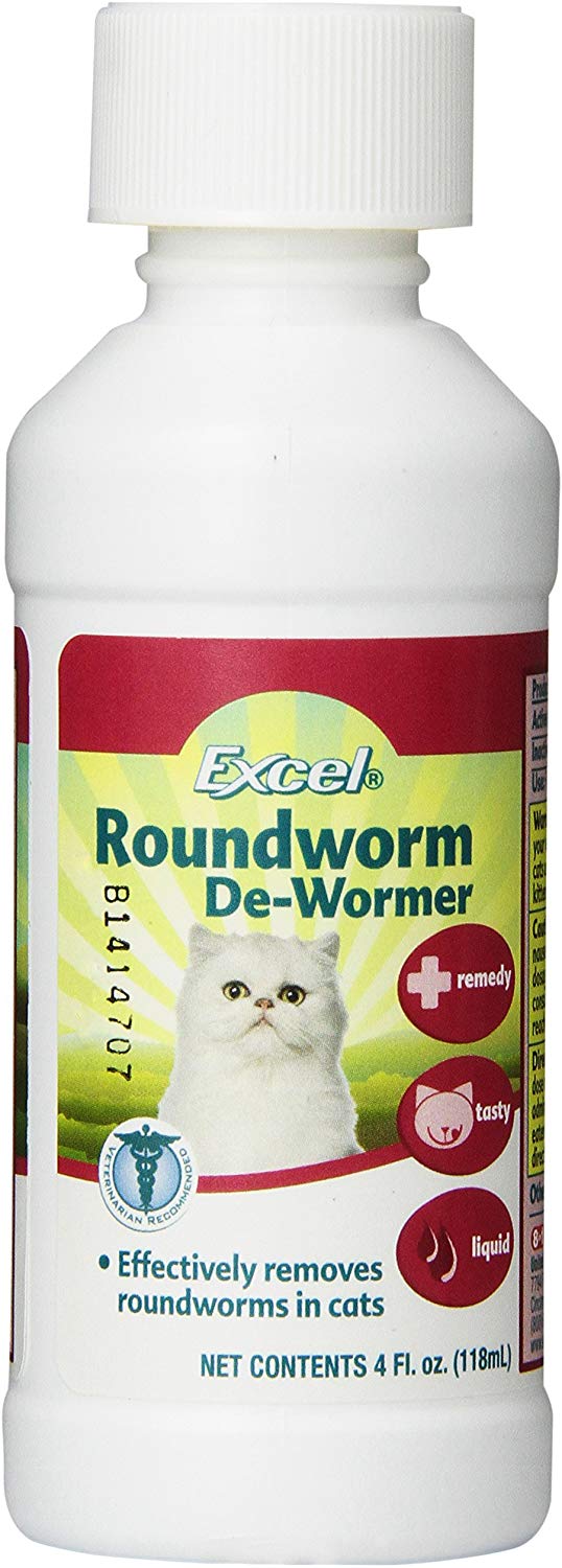 Desparasitante Excel Roundworm para gatos, 4 onzas, Negro/Gris - BESTMASCOTA.COM