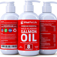Aceite de salmón para perros, gatos y caballos, aceite de pescado Omega 3 Suplemento alimenticio para mascotas, Wild Alaskan 100% natural, ayuda a la piel seca, alergias y articulaciones, promueve un abrigo saludable, ayuda a la inflamación, 8 oz - BESTMASCOTA.COM